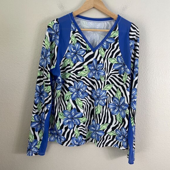 Tail Womens Large Activewear Sinatra Top Zebra Daylily Tennis Shirt Long Sleeve - Picture 8 of 11